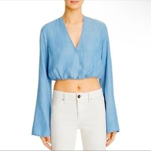 Guess size small Flared sleeve denim crop top
